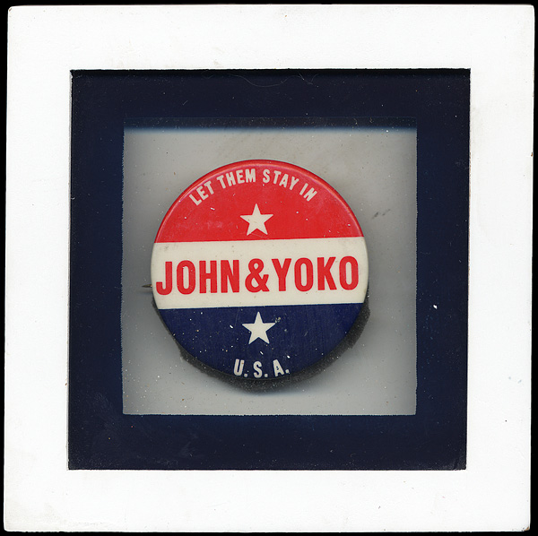 John Lennons Personally Owned 1972 "Let Them Stay In U.S.A." Pin Given to Phil Spector