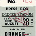 The Beatles August 28, 1966 Dodger Stadium Unused Concert Ticket