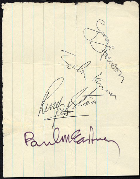 The Beatles Rare 1967 Autograph Set On Lined Paper