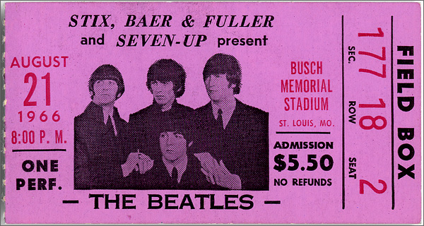 Beatles 1966 Busch Stadium Concert Ticket 