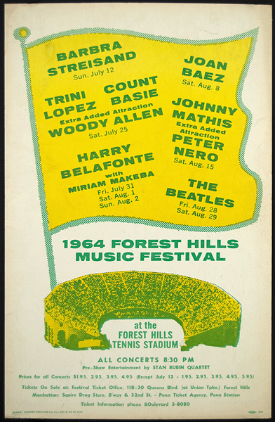 The Beatles Original 1964 Forest Hills Concert Poster