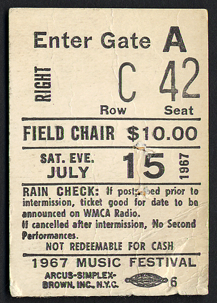 The Monkees Jimi Hendrix Tour Program and Ticket Stub