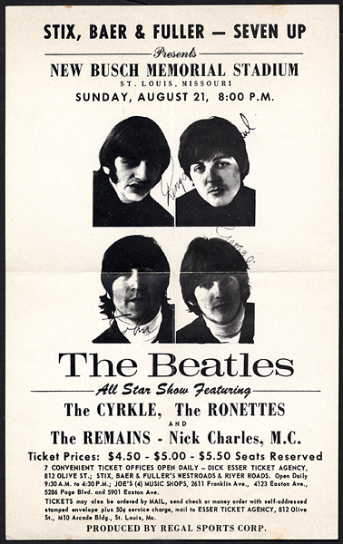 The Beatles St. Louis 1966 Concert Handbill