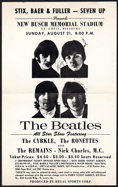 The Beatles St. Louis 1966 Concert Handbill