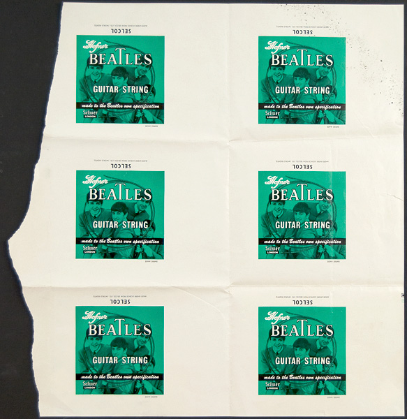 The Beatles 1964 Guitar String Packaging Uncut Sheet
