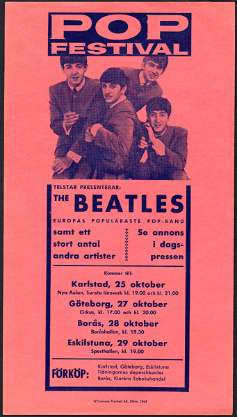 The Beatles Sweden Concert Handbill