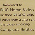 The Beatles The Compleat Beatles RIAA Video Award 
