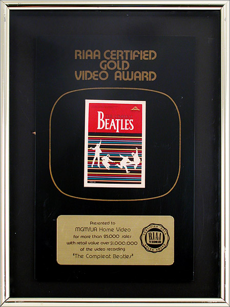 The Beatles "The Compleat Beatles" RIAA Video Award 