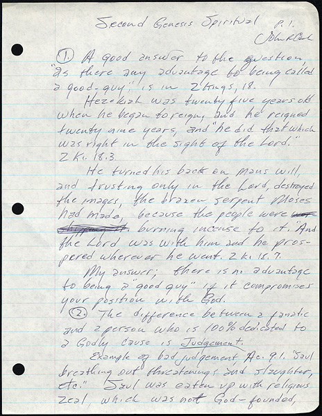Johnny Cash Handwritten & Twice-Signed "Second Genesis Spiritual" Essay