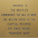The Beatles Nowhere Man Original RIAA Single Gold Record Award