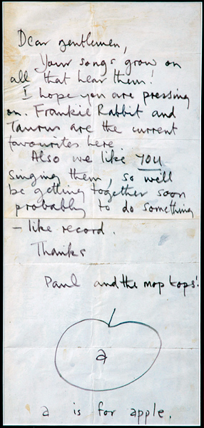 Paul McCartney 1968 “A Is For Apple" Handwritten Letter