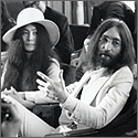 John Lennon and Yoko Ono 1969 "Bed-In"  Vintage Stamped Photograph