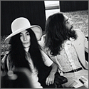 John Lennon and Yoko Ono 1969 "Bed-In" Vintage Stamped Photograph