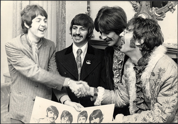 Beatles 1967  "Sgt. Pepper" Launch Vintage  Stamped Photograph