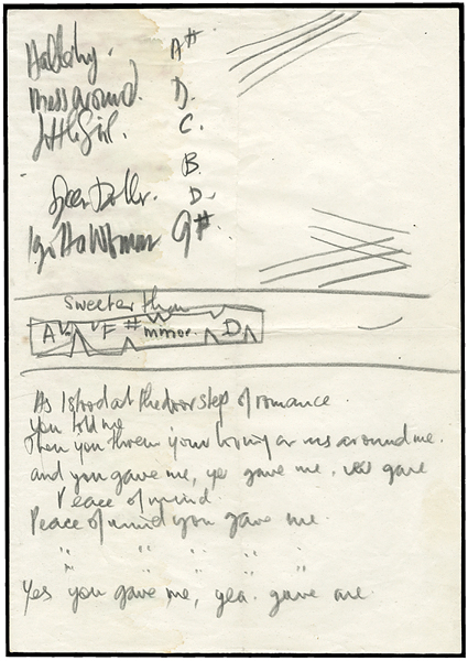 Paul McCartney and Stuart Sutcliffe Circa 1960/61 Handwritten Set List and Lyrics 