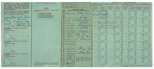 John Lennon Signed 1965 Psychedelic Rolls-Royce Registration