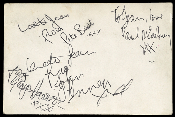 Beatles Signed and Inscribed Promotional Picture Card With Pete Best