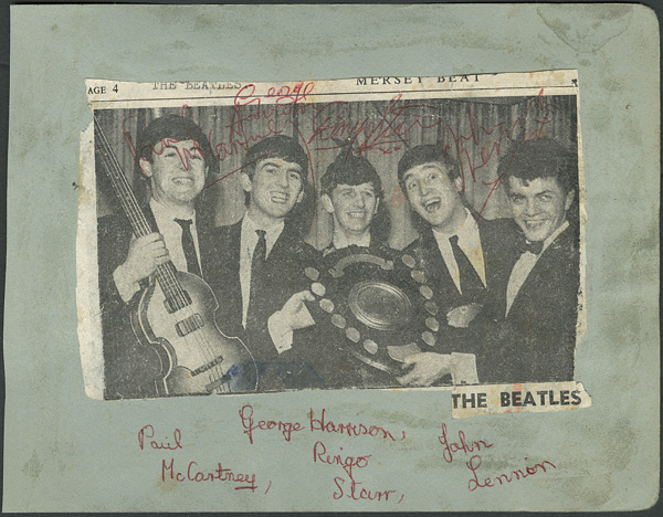 The Beatles Circa 1962 Signed Mersey Beat Newspaper Clipping