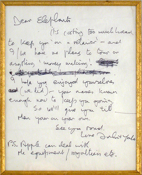 John Lennon “Dear Elephants” Handwritten and Signed Letter