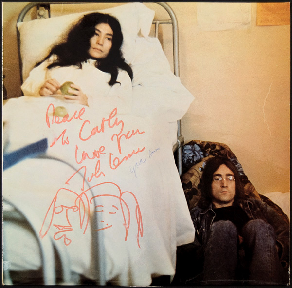 John Lennon and Yoko Ono Signed and Inscribed With Drawing "Unfinished Music No. 2: Life With The Lions" Album