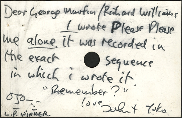 John Lennon Handwritten and Signed "John & Yoko" Note to George Martin 