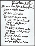Michael Jackson Handwritten and Signed Lyrics to "Billie Jean"