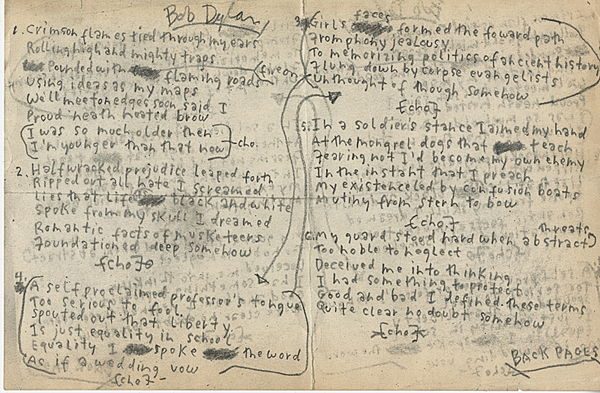 Bob Dylan Handwritten and Signed "My Back Pages" and "Ballad In Plain D" Working Lyrics