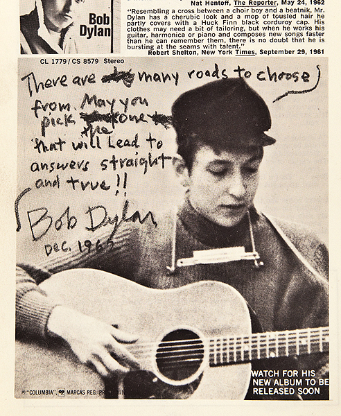 Bob Dylan Signed and Inscribed "Folk Song Magazine" With "Blowin in the Wind" Lyrics