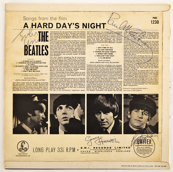 Beatles Autographed  "Hard Days Night" Album 