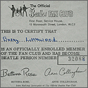 1965 Beatles Fan Club Card