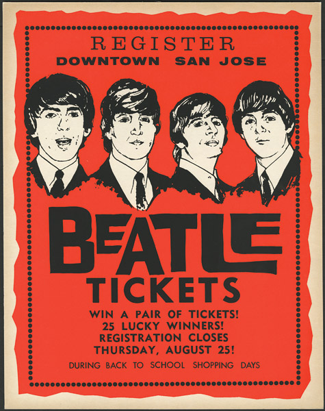 Beatles San Jose "Register To Win" Tickets Display Circa Mid-1960s