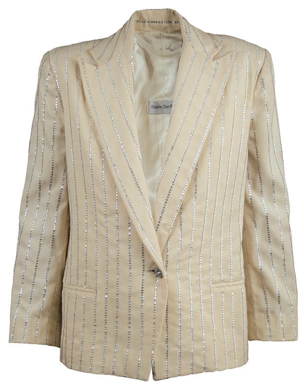 Lot Detail - Mick Jagger Worn Custom Made Cream Sequined Jacket