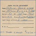 Janis Joplin 1969 Tampa Police Department Mug Shot