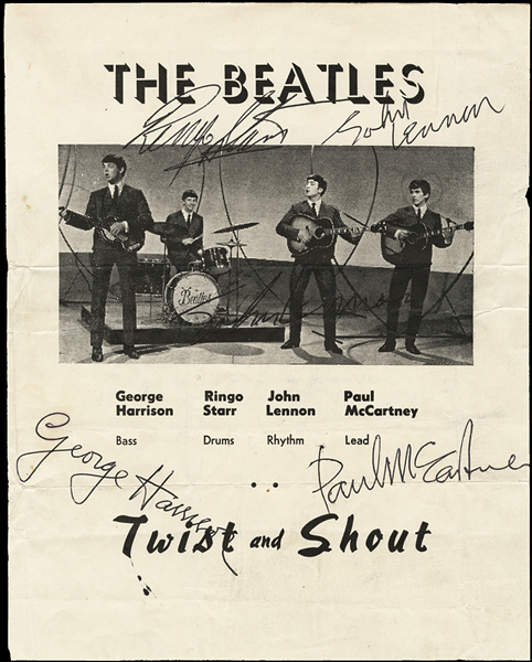 The Beatles Signed "Twist And Shout" Promotional Flyer