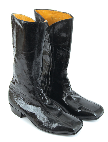 Elvis Presleys Stage Worn Black Patent Leather Stage Worn Boots