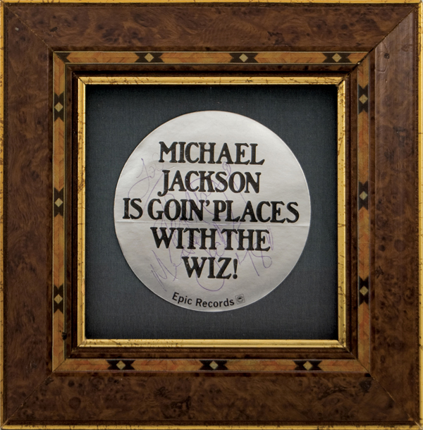 Michael Jackson Signed and Inscribed "The Wiz" Framed Promotion Sticker