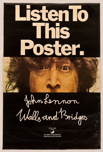 John Lennon Original "Walls and Bridges" Promotional Poster