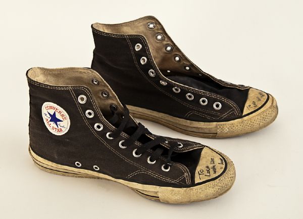 Larry Mullen Jr. Signed and Inscribed Worn Sneakers