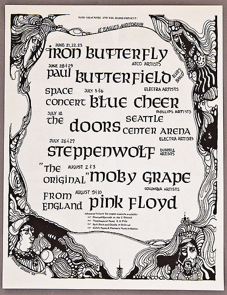 The Doors Pink Floyd Eagles Auditorium 1968 Concert Flyer