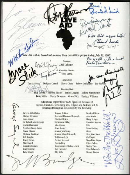 Live Aid Program Signed by Over 100 Performers