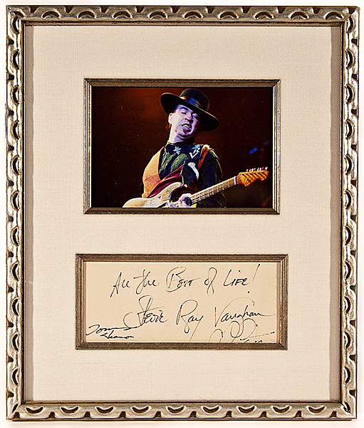 Stevie Ray Vaughan and Double Trouble Signed and Inscribed Napkin 