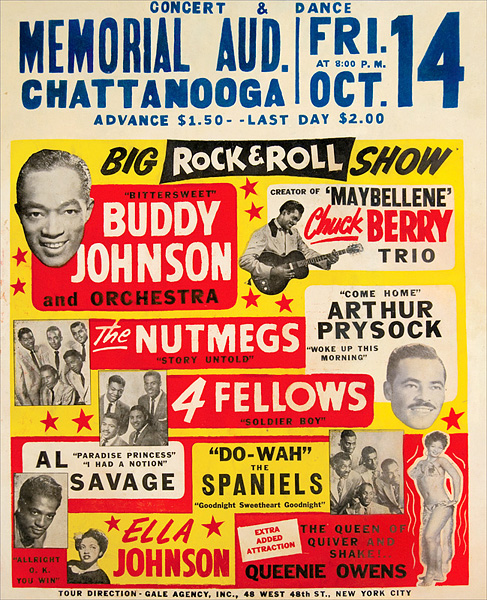 Original 1955 "Big Rock & Roll Show" Poster Featuring Chuck Berry and Buddy Johnson