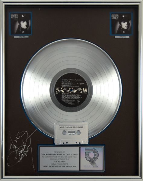 Janet Jackson "Rhythm Nation" Signed RIAA Certified Multi-Platinum Record Award