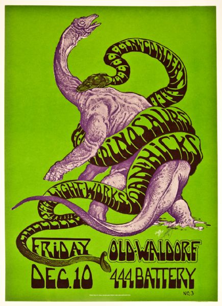 Alton Kelley Signed "Dinosaurs #3" Original Poster