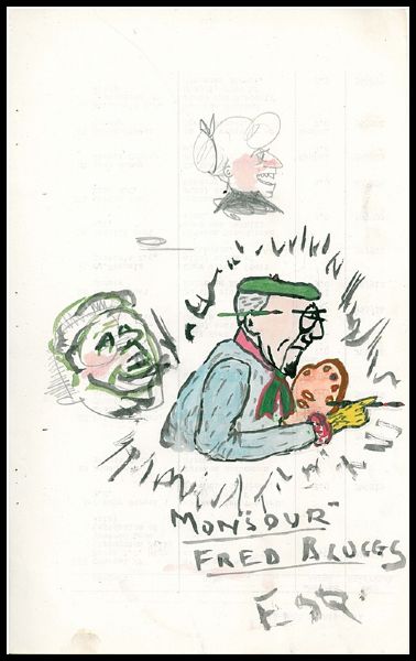 Paul McCartney Original "Monsieur Fred Bluggs Esq." Watercolor Painting Circa 1957