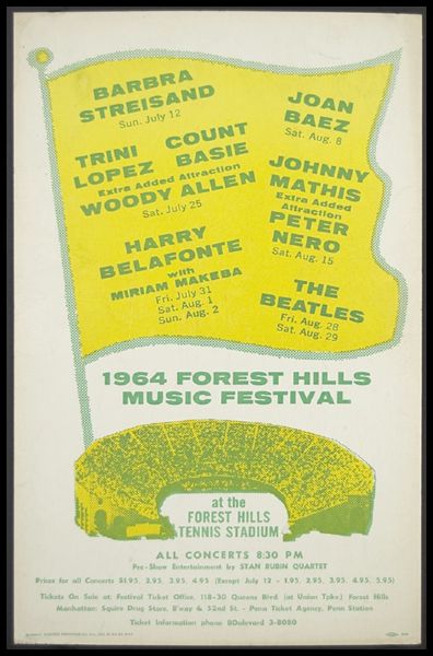 The Beatles Original 1964 Forest Hills Concert Poster