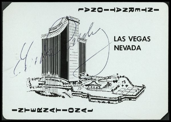 Elvis Presley Signed Las Vegas International Hotel Souvenir Playing Card