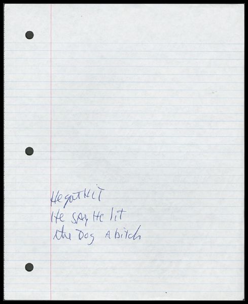 Michael Jackson Handwritten "Morphine" Lyrics