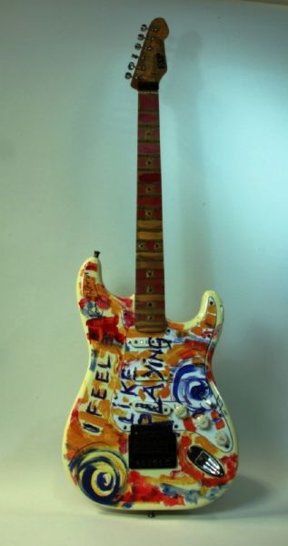 Ronnie Wood Owned and Used Hand Painted “I Feel Like Playing” ESP Guitar