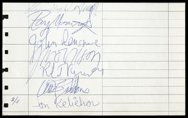 The Doors Signed Reservation Book Page